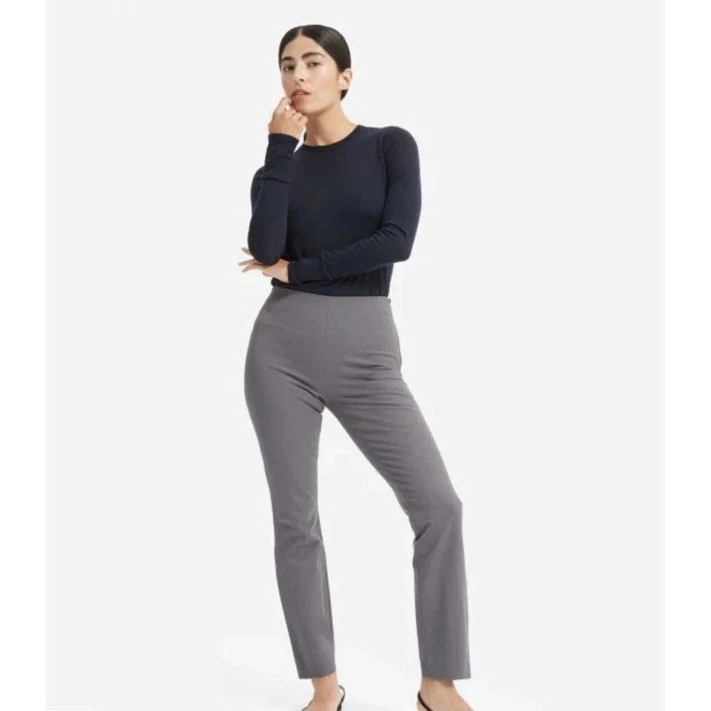 EVERLANE The Side-Zip Stretch Cotton Pant 6 Slate Grey Slim Minimalist EUC B46
